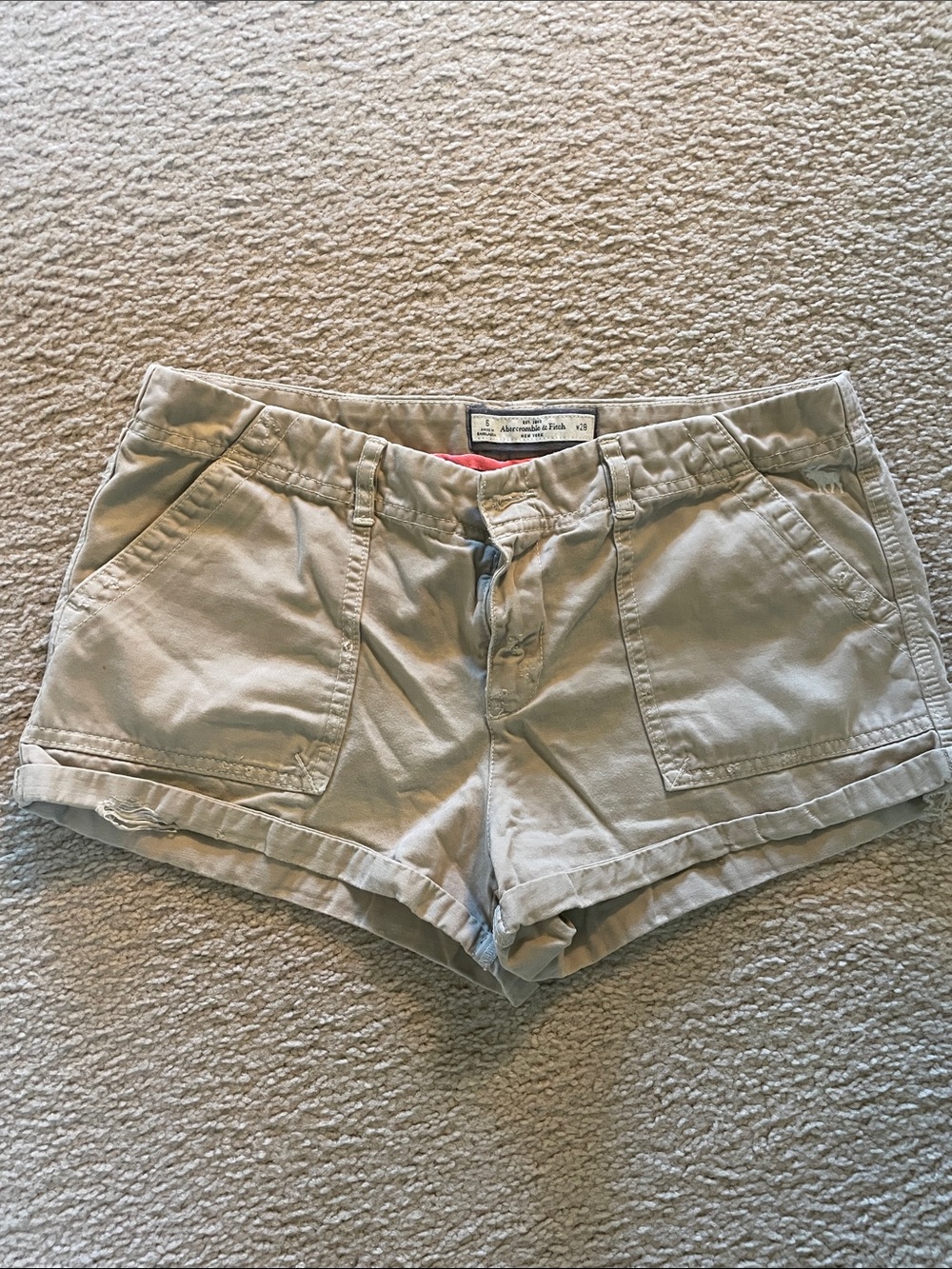 Abercrombie & Fitch Stone Beige Utility Shorts